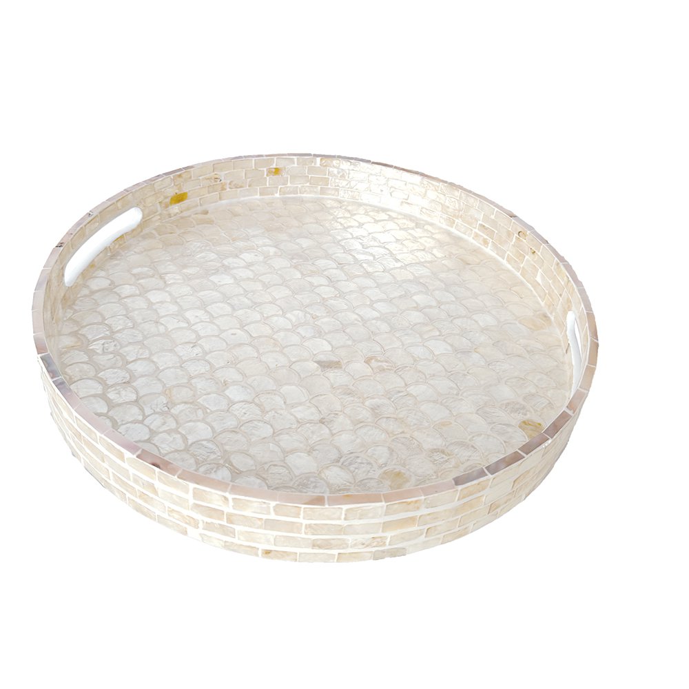 Perlweißes Serviertablett 40 × 40 cm – hergestellt in Vietnam