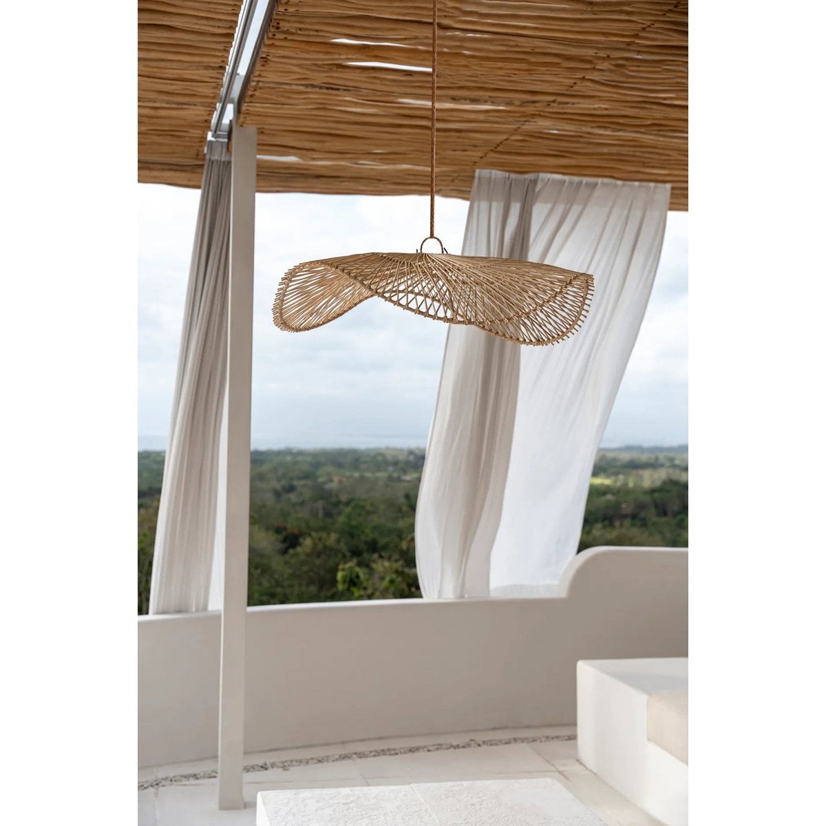 Rattan-Pendelleuchte 75×20 cm – natur, handgefertigt
