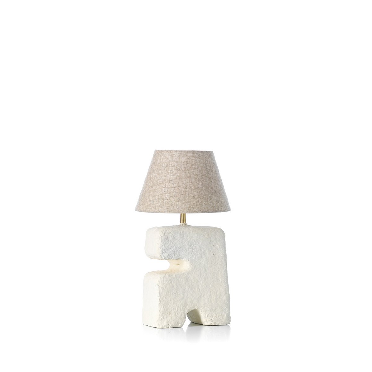 Papmaché bordlampe, hvid, lille - håndlavet