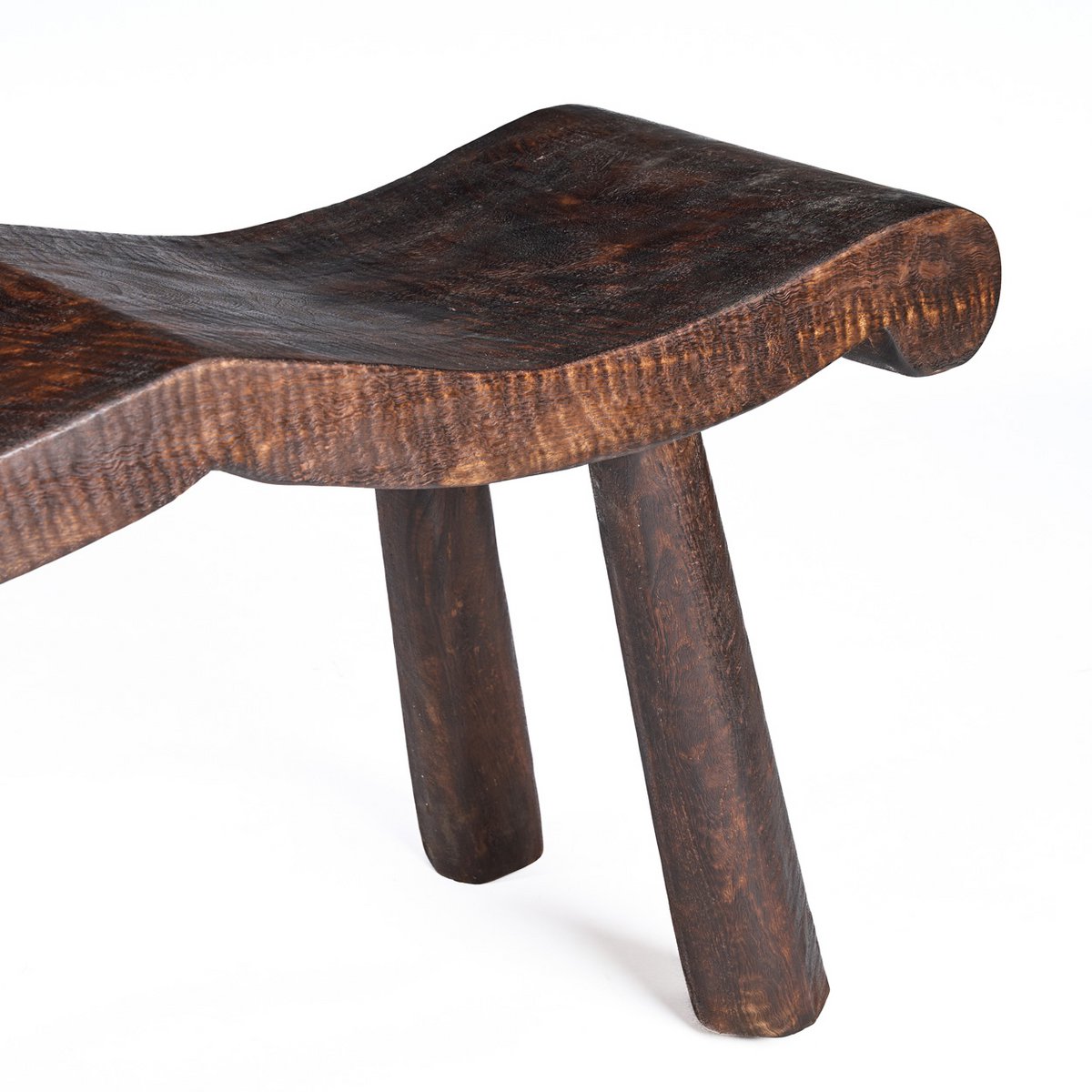 Mango wood bench, dark walnut, 155 cm - wave seat