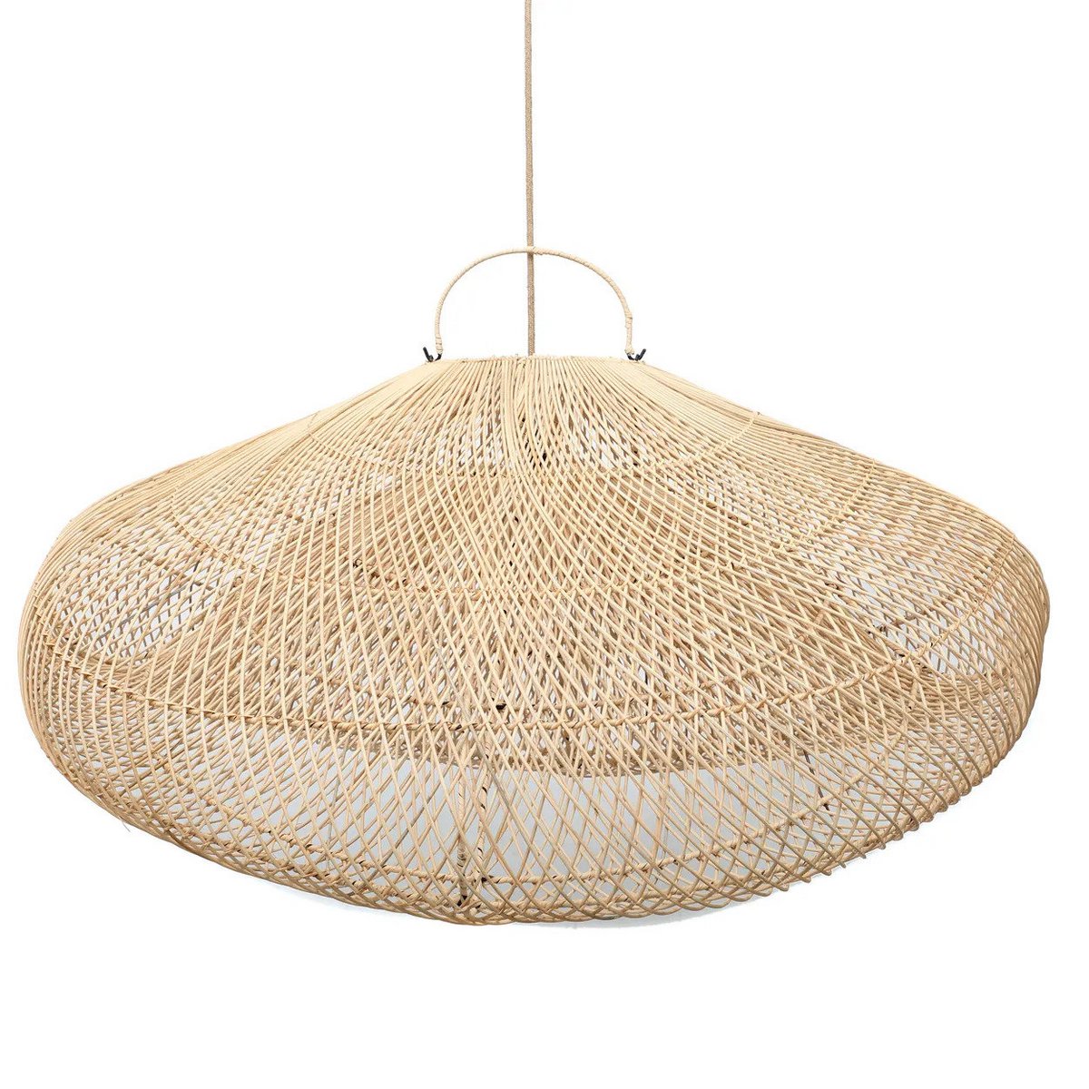 Oversized rattan cloud pendant 127 × 62 cm – handwoven