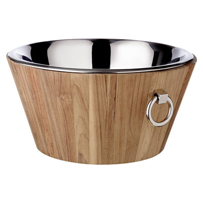 Teak and stainless steel champagne cooler Santiago, 23 cm - polished
