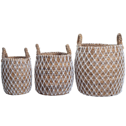Opbevaringskurv i søgræs & bomuld KUBU M – ø32 × 30 cm