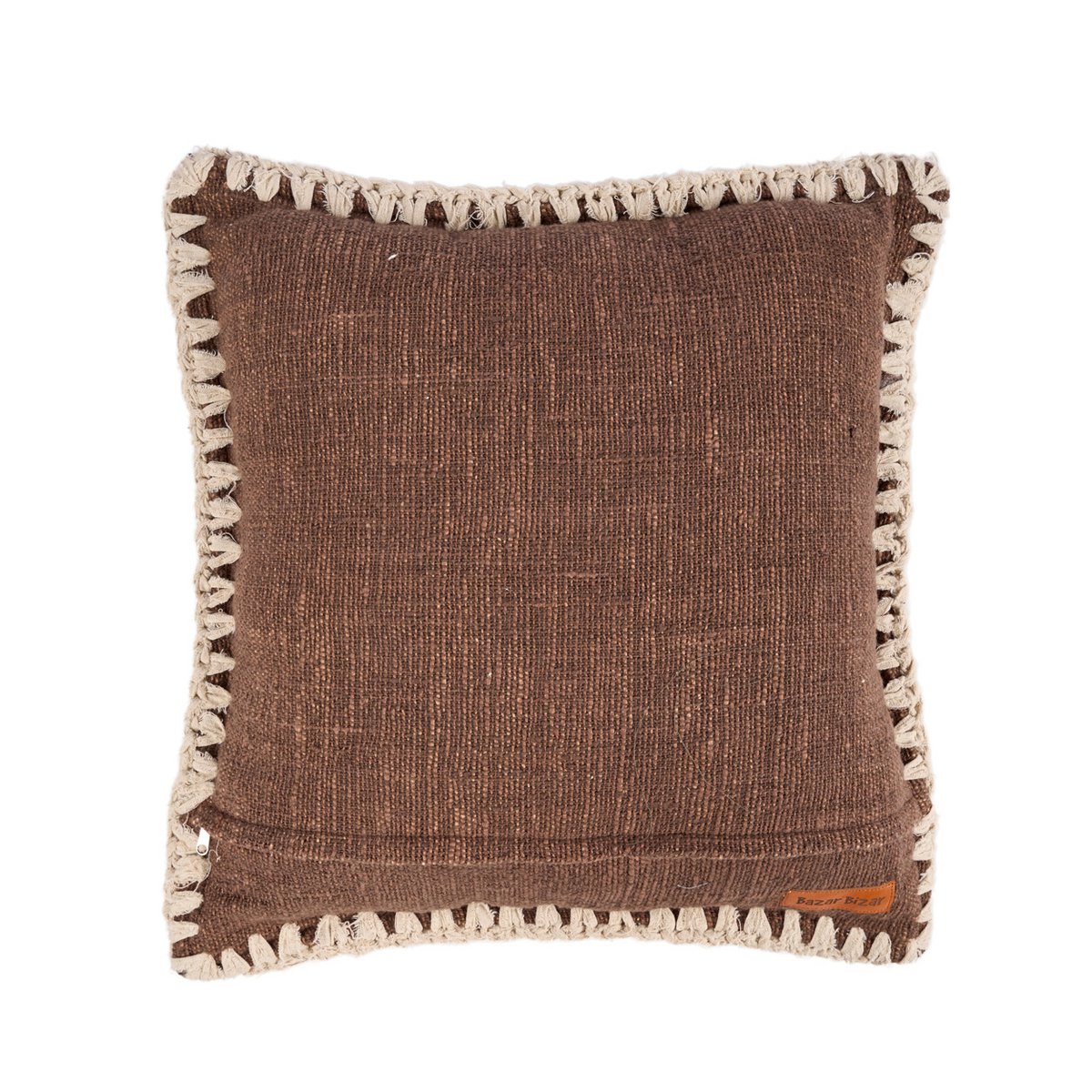 Pudebetræk i bomuld 50×50 cm – brun og hvid, Indonesien