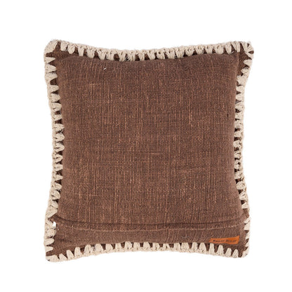 Pudebetræk i bomuld 50×50 cm – brun og hvid, Indonesien