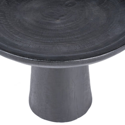 Mangoholz-Tablett auf Fuß – Schwarz, 35 cm