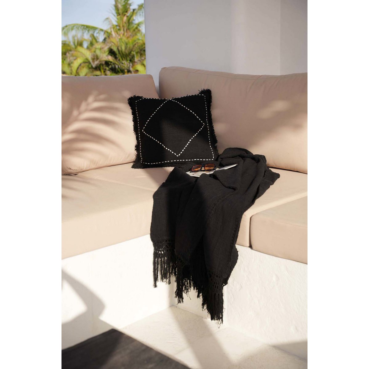 Cotton bed throw, 260×122 cm - Gypsy black