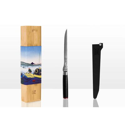 Damastfiletiermesser 200 mm - Holzgriff