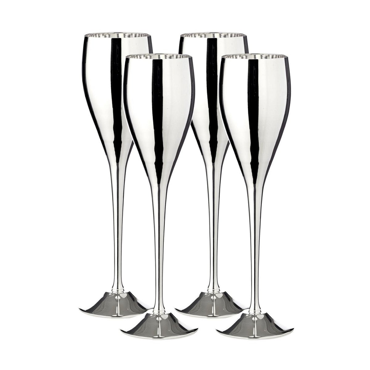 Messing Champagnergläser im 4er-Set, 23 cm – versilbert