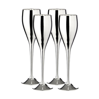 Champagneglas i messing, sæt med 4, 23 cm – forsølvet