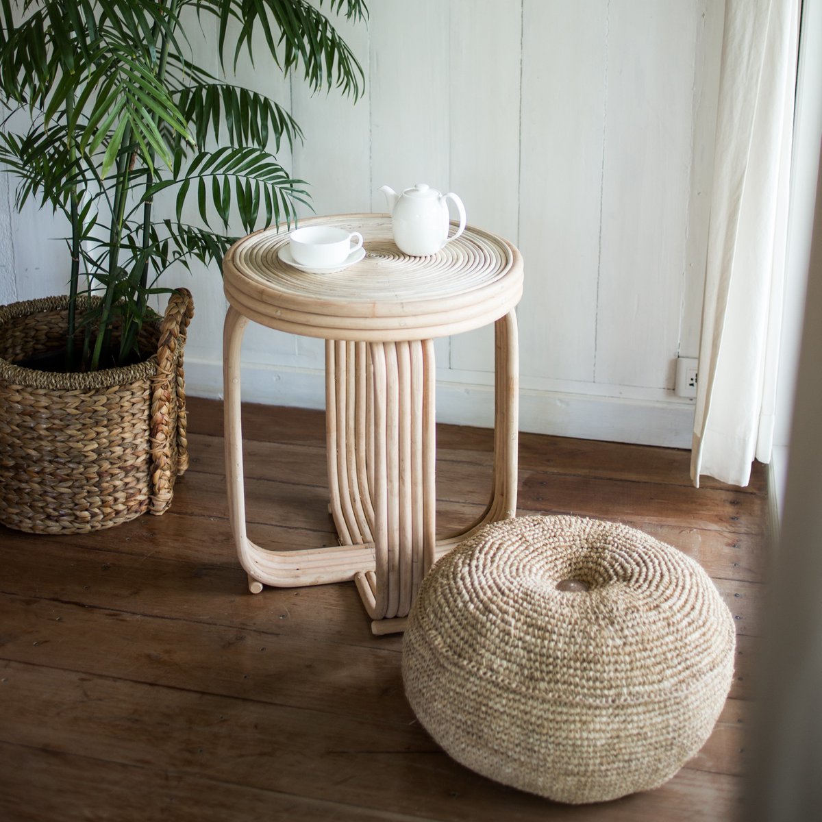 Raffia puf TELU Ø60 cm - kokosfiber & bomuldsfyld