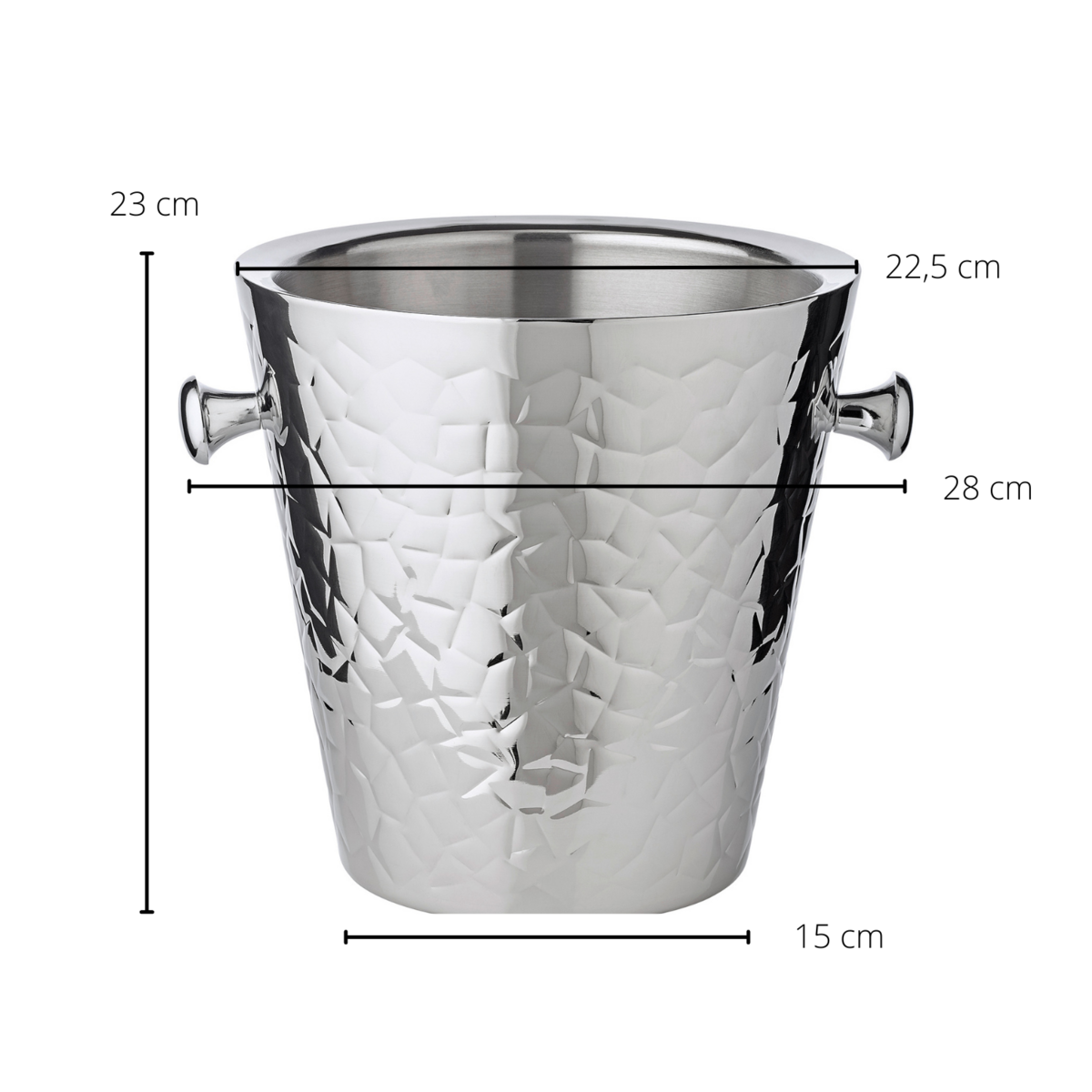 Champagnekøler med håndtag, rustfrit stål - 23 cm