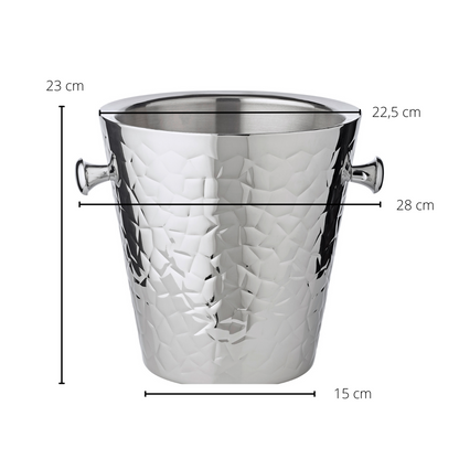 Champagnekøler med håndtag, rustfrit stål - 23 cm