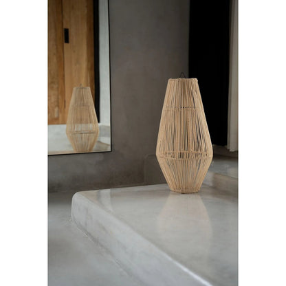 Rattan-Hängeleuchte 30×60 cm – vertikale Stangenwebung, handgefertigt