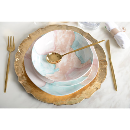 Porcelain deep plate with marble glaze - Treasure Mine
