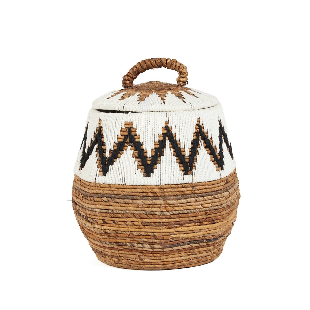 Opbevaringskurv af palmeblade 44 × 47 cm - naturhvid