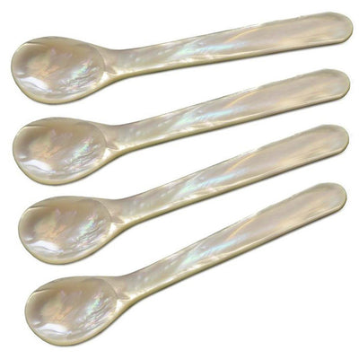 Perlmutt-Kaviar-Löffel, 4er-Set, 11 cm – abgerundete Ecken