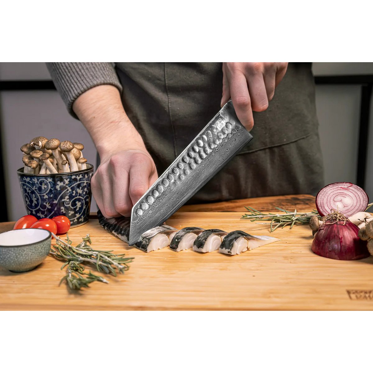 Bunka Damast 8-teiliges Messer- & Zubehör-Set - AUS-10 Stahl
