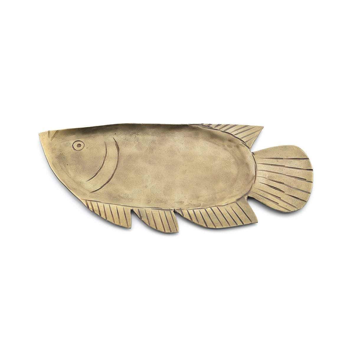 Messing serveringsbakke, stor - fiskeformet