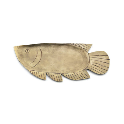 Messing serveringsbakke, stor - fiskeformet