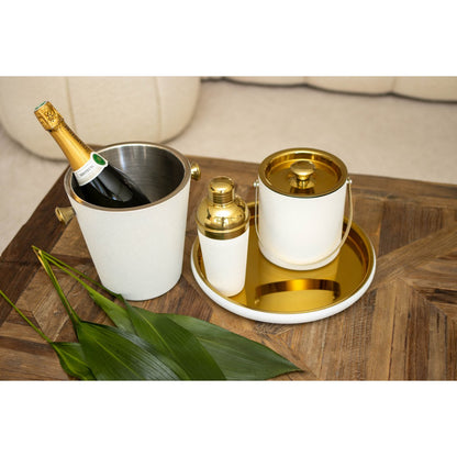 Champagnekøler i rustfrit stål, ecru og guld, 20,5 cm