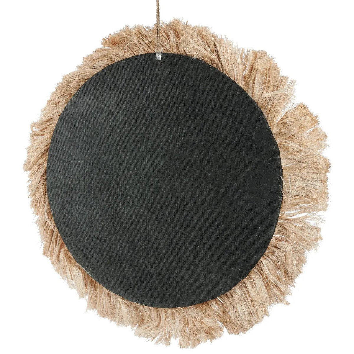 Græsspejl, rundt, 85 cm - ramme i naturfibre