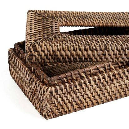 Rattan tissue box cover 27×14×9 cm - natural brown
