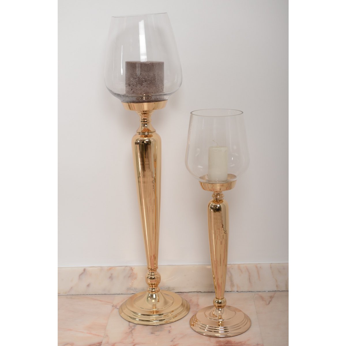 Tall metal candle holder, gold - 54.5 cm