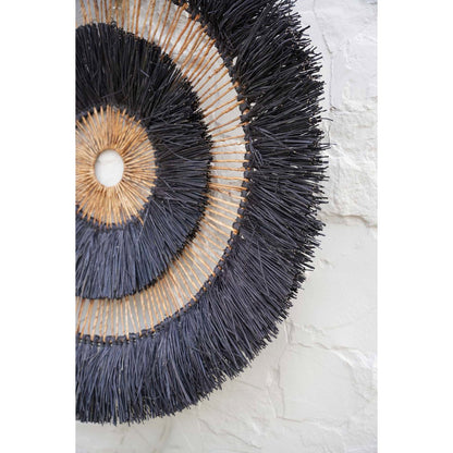 Rund vægkunst af palmeblad, sort - 110 cm