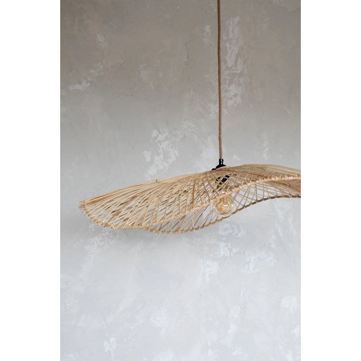 Rattan-Pendelleuchte 75×20 cm – natur, handgefertigt