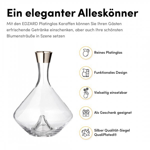 Crystal glass carafe Frederick, h 27 cm – 2.1 L capacity
