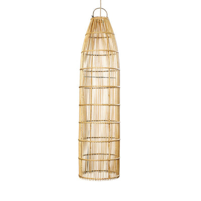 Rattan-Pendelleuchte 90 cm – hohe Fischreusen-Silhouette