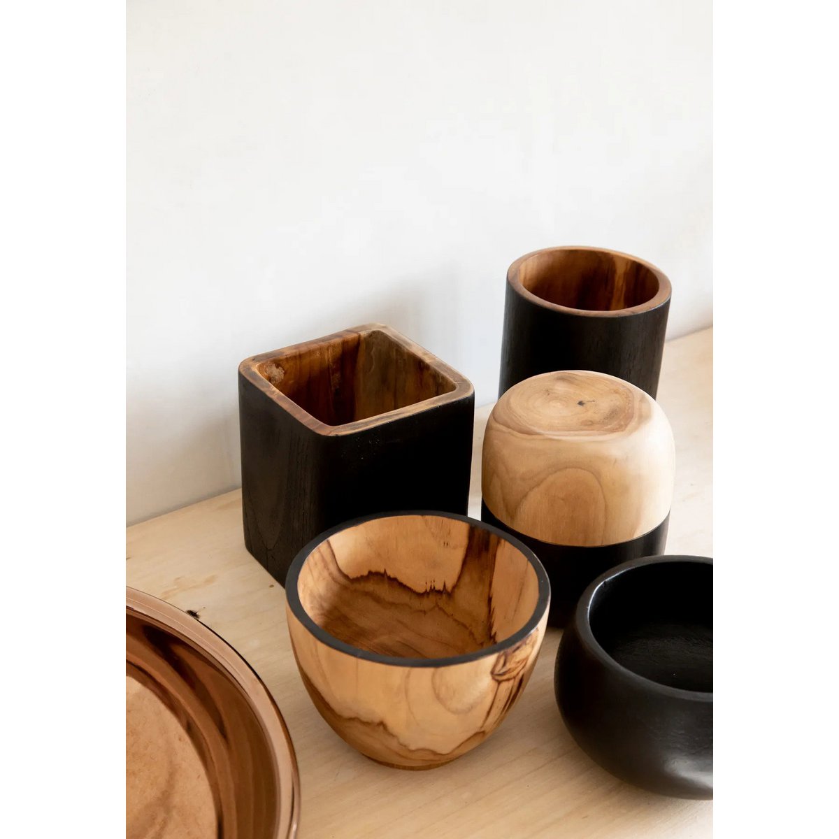 Wood double bowl 12×14 cm - round, tall form