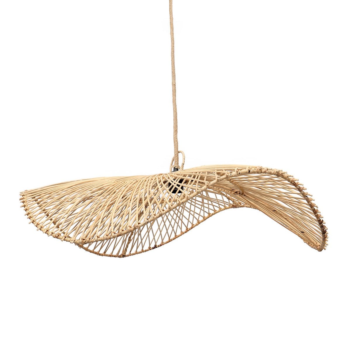 Rattan-Pendelleuchte 75×20 cm – natur, handgefertigt