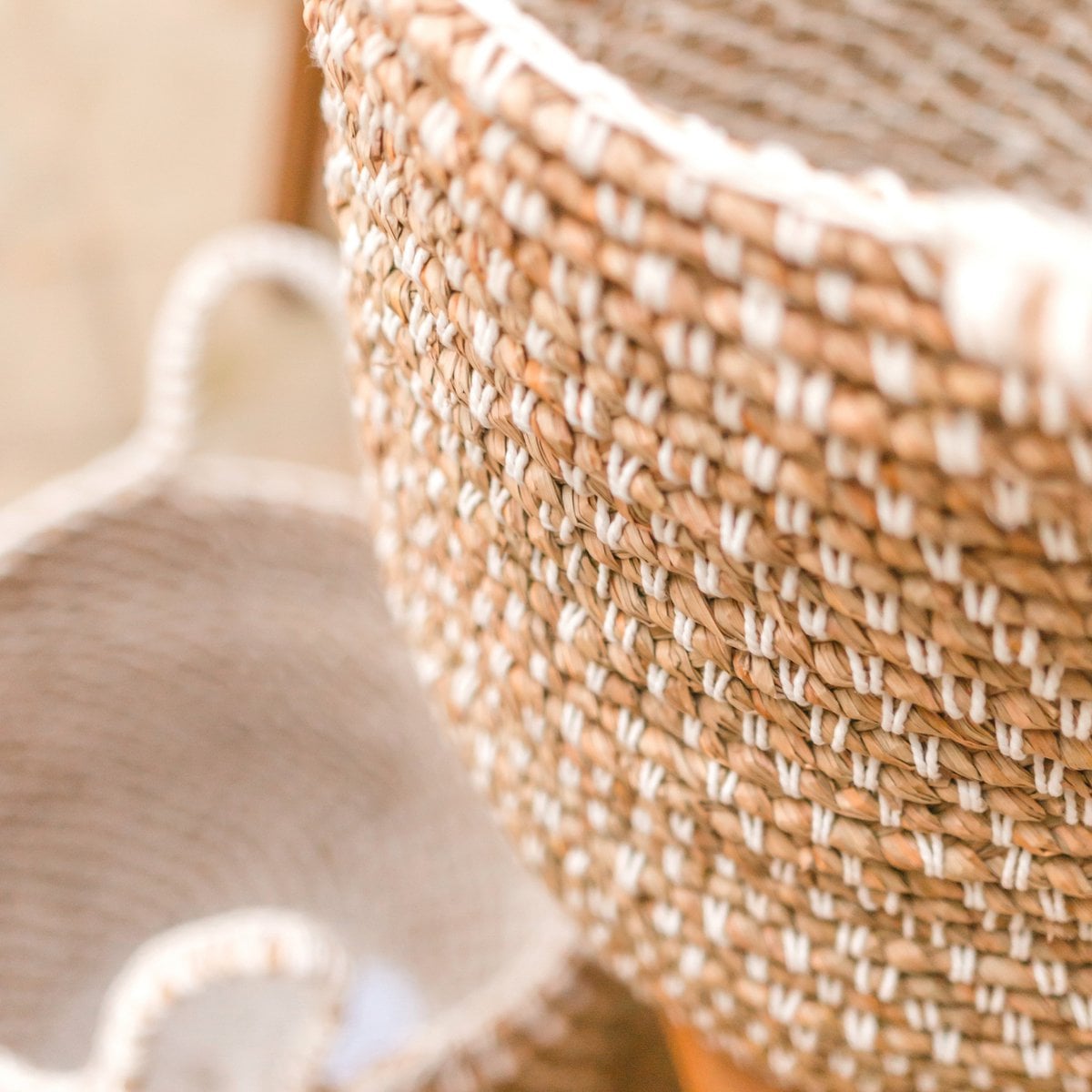 Jute & cotton round laundry basket M – 30 × 34 cm