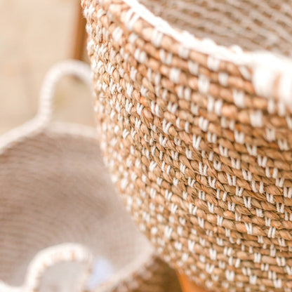 Jute & cotton round laundry basket M – 30 × 34 cm