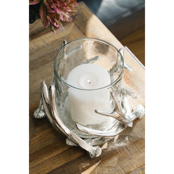 Aluminium lantern Kingston with antler design - 15 cm