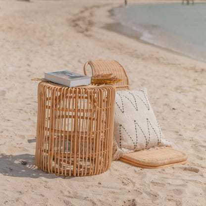 Rattan side table Alamaya beige - handcrafted in Indonesia