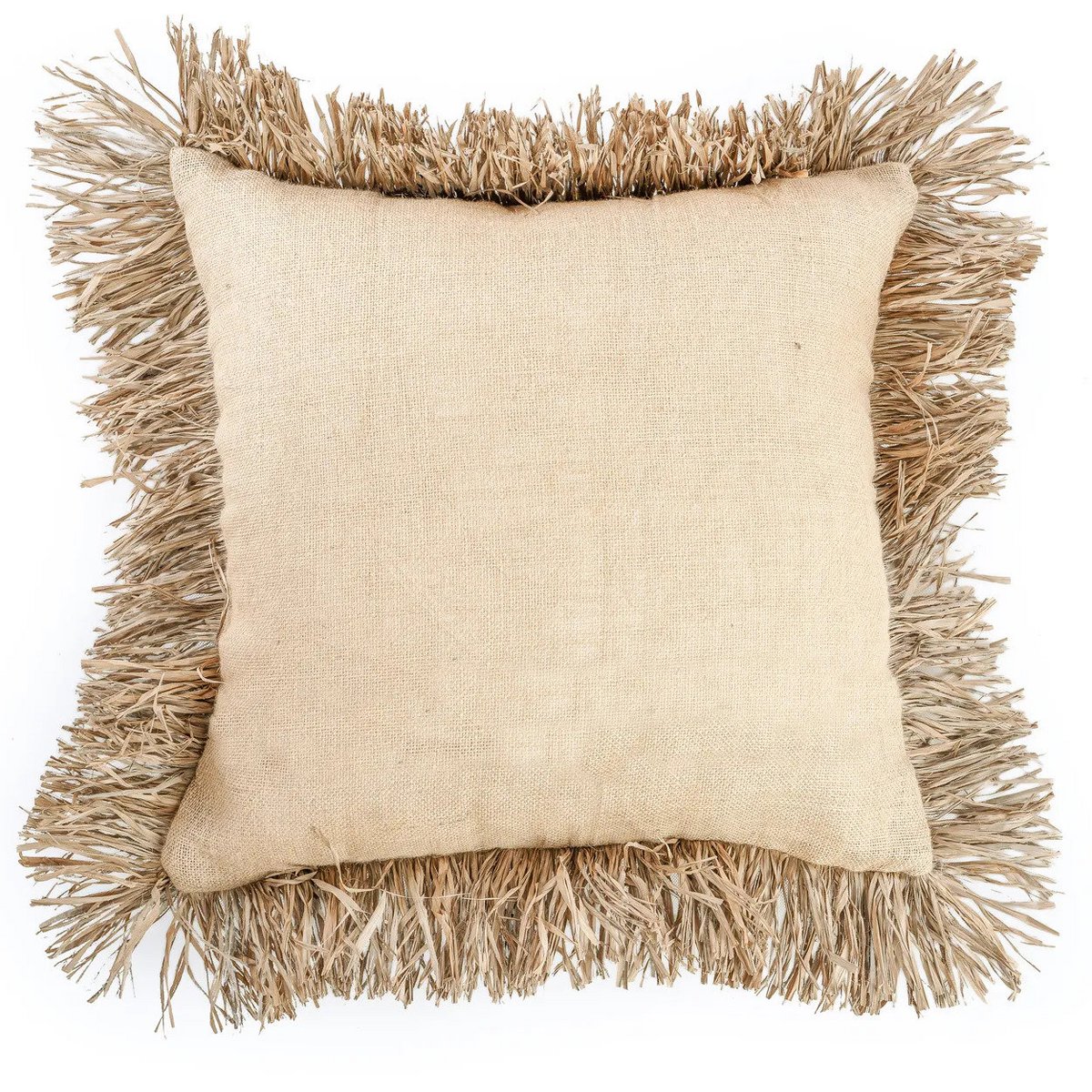 Kissenbezug aus Baumwolle mit Jutekordel, 60×60 cm - Natur