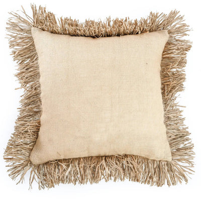 Kissenbezug aus Baumwolle mit Jutekordel, 60×60 cm - Natur