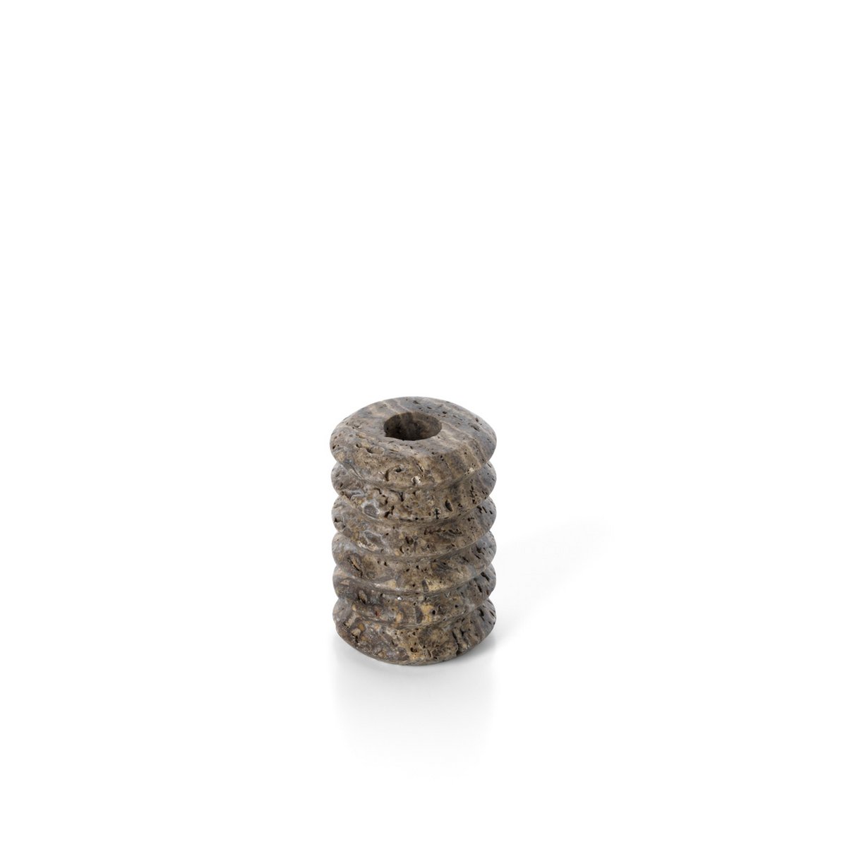 Travertine Ripple taper candle holder, small - hand-carved