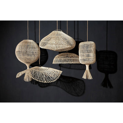 Rattan-Lampenschirm 65 cm – geschwungenes offenes Geflecht, natur