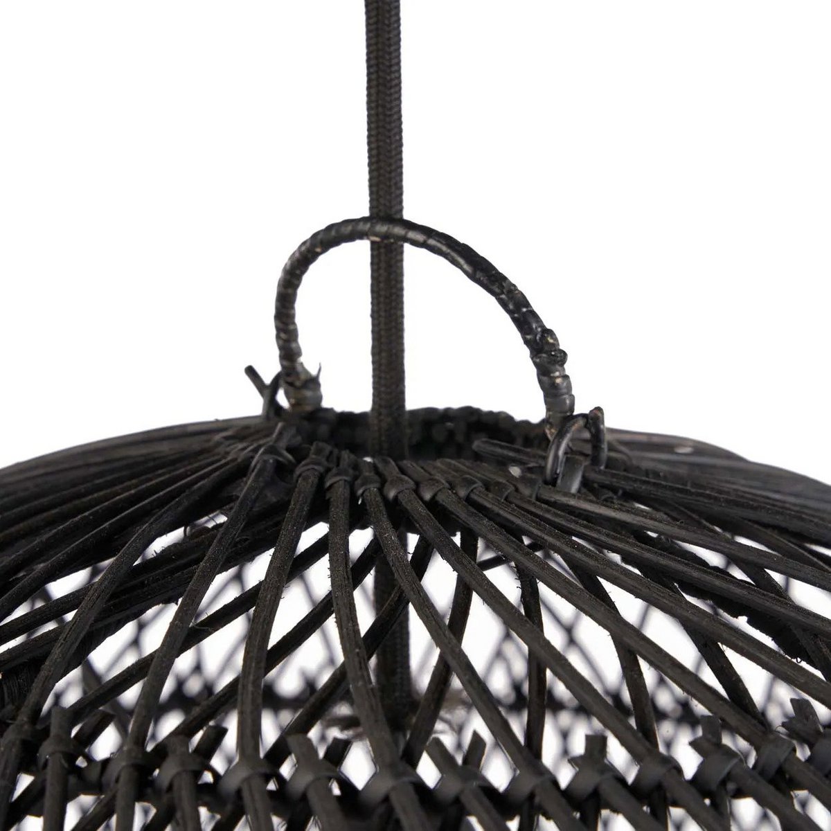 Handwoven rattan ball pendant shade 50 cm - black, medium