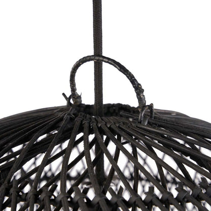 Handwoven rattan ball pendant shade 50 cm - black, medium