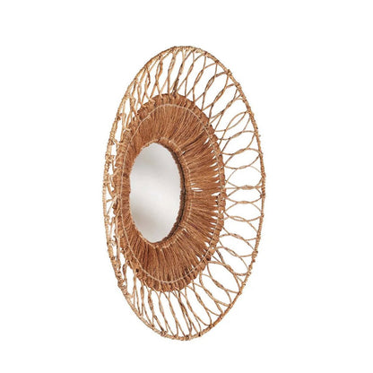 Coconut round mirror, beige - 80 cm