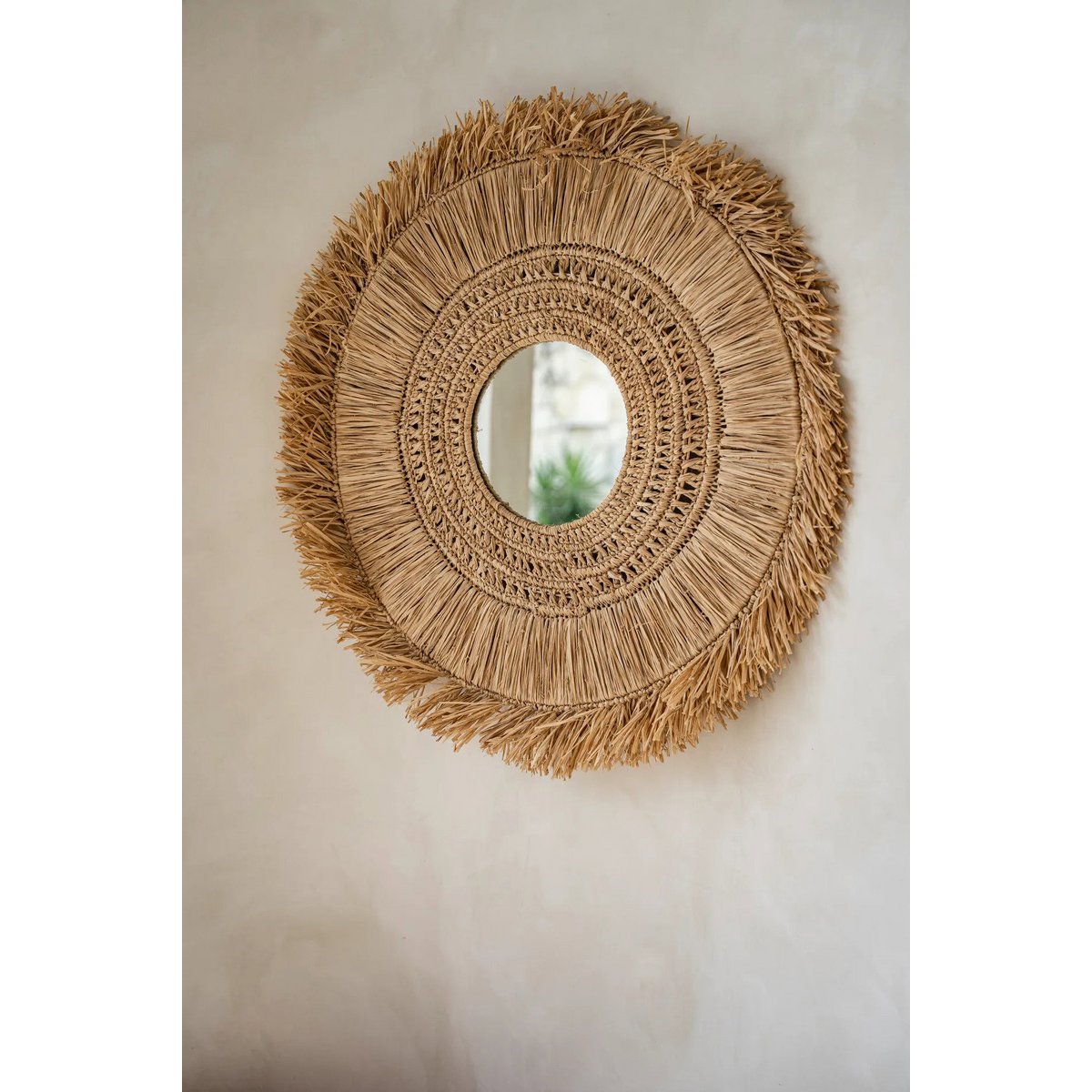 Raffia-Wandspiegel 70 cm – natürlicher, handgewebter Look