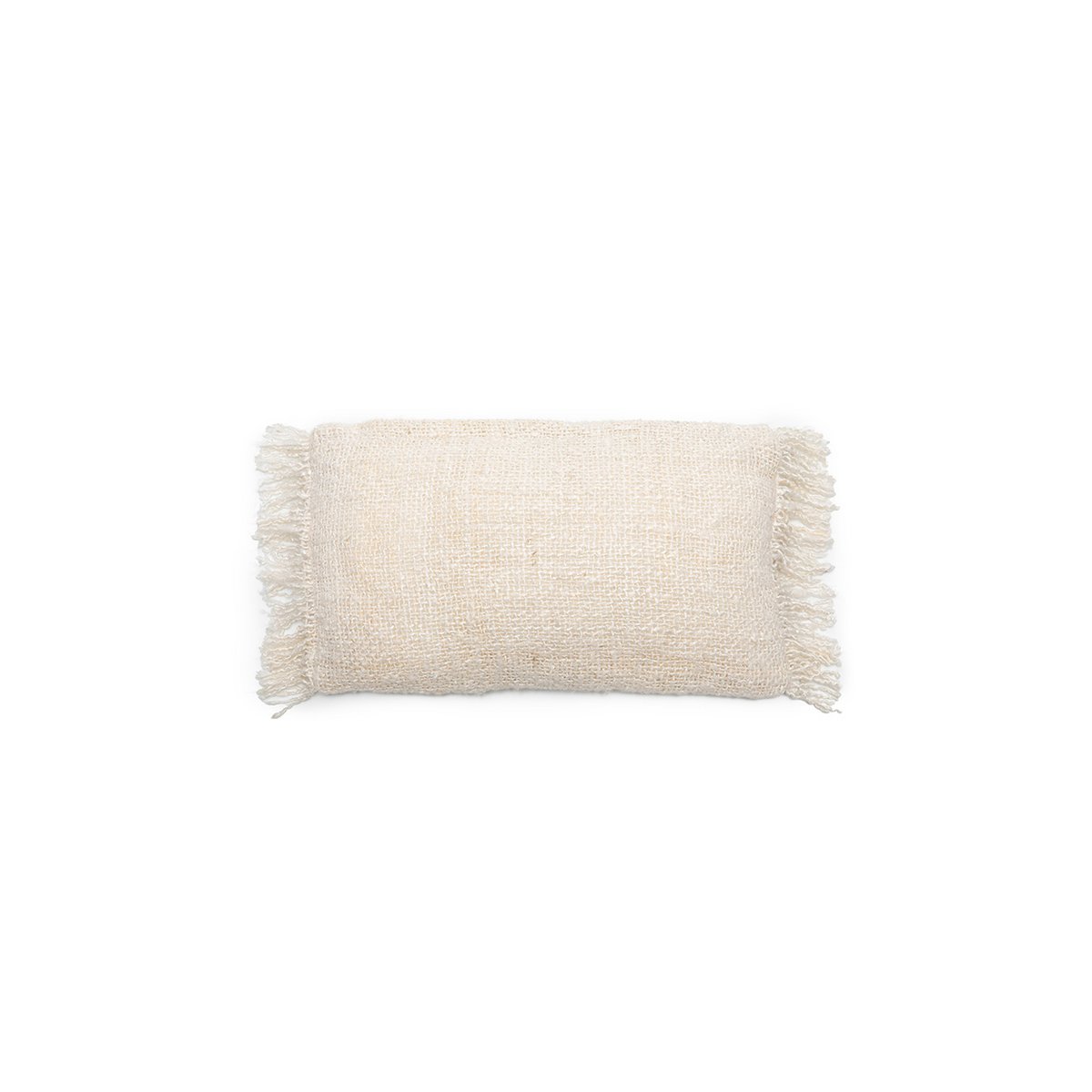 Håndfarvet lændepude i bomuld, 30×50 cm - Creme