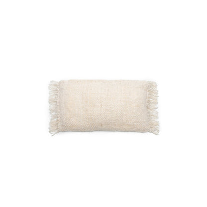 Håndfarvet lændepude i bomuld, 30×50 cm - Creme
