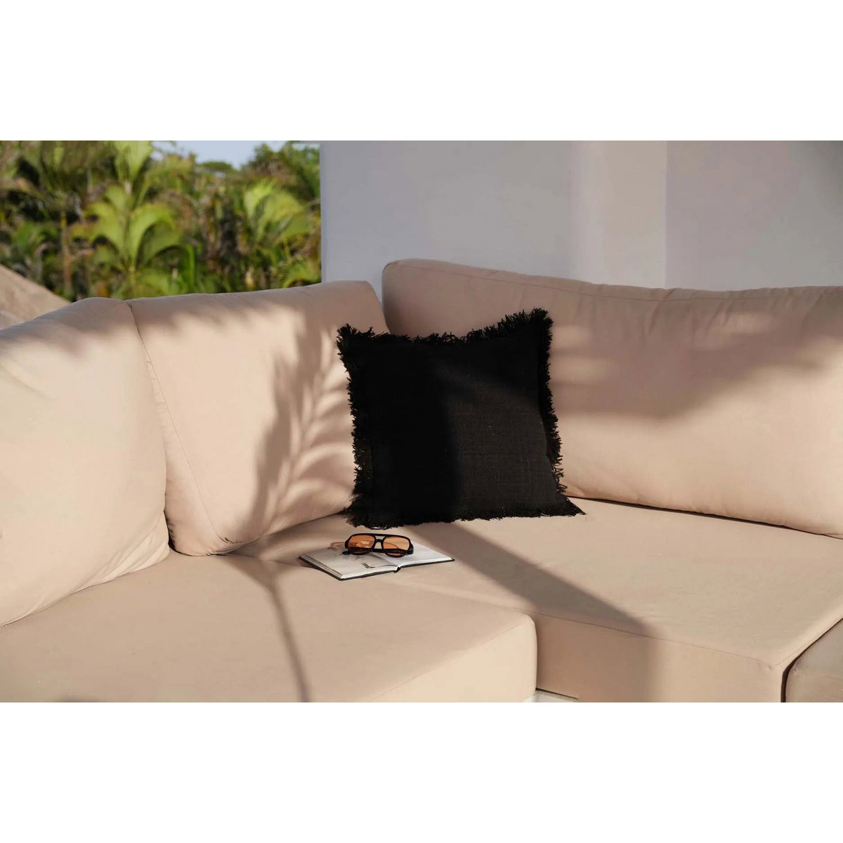 Cotton cushion cover 50×50 cm – black, made in Indonesia