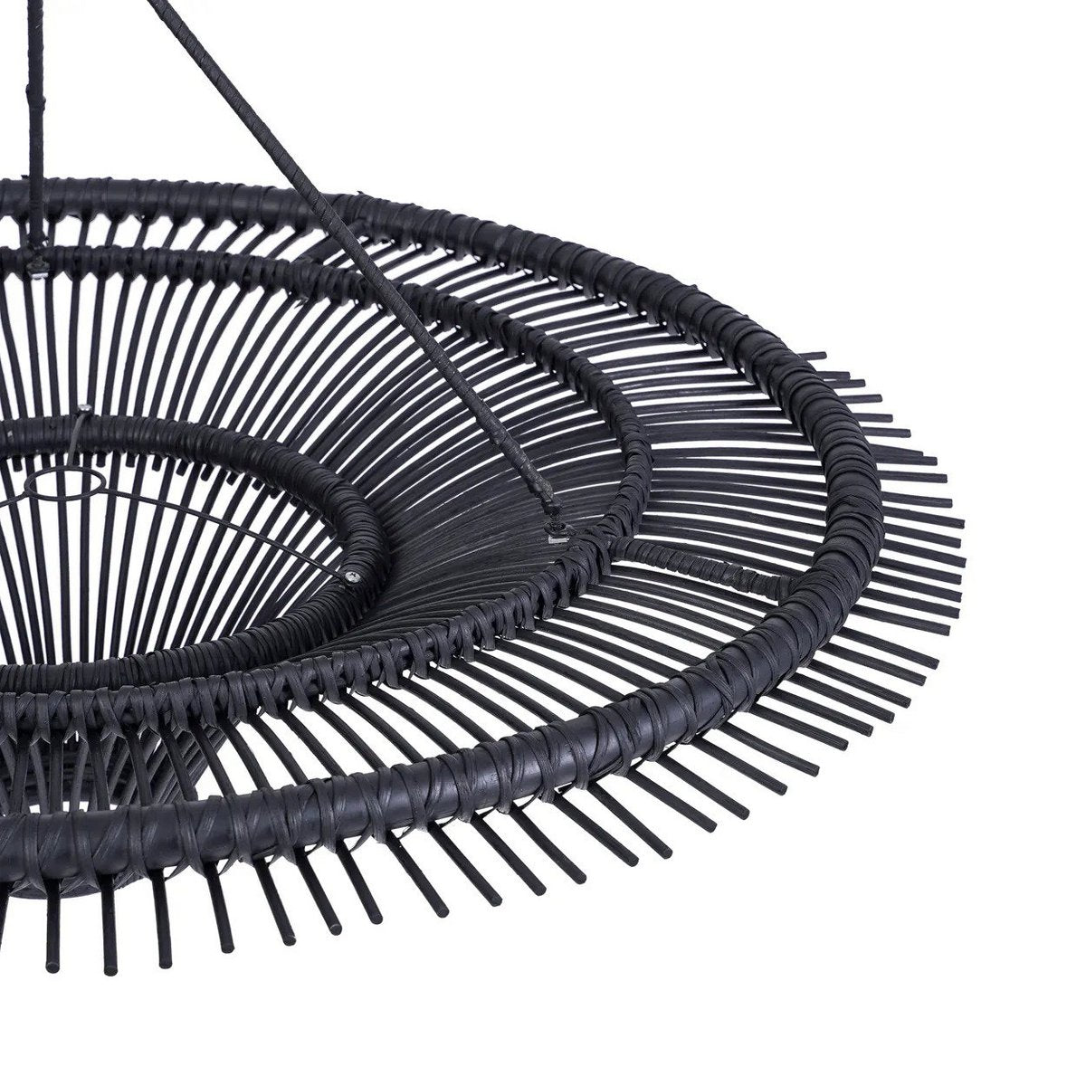 Black rattan sky pendant light XL - open-weave shade
